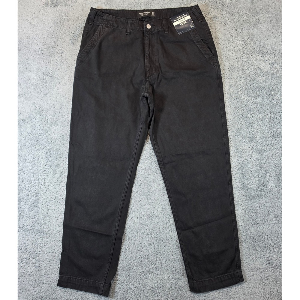 Abercrombie & Fitch Lightweight Jeans Mens 32x32 Black Athletic Loose Denim NWT
